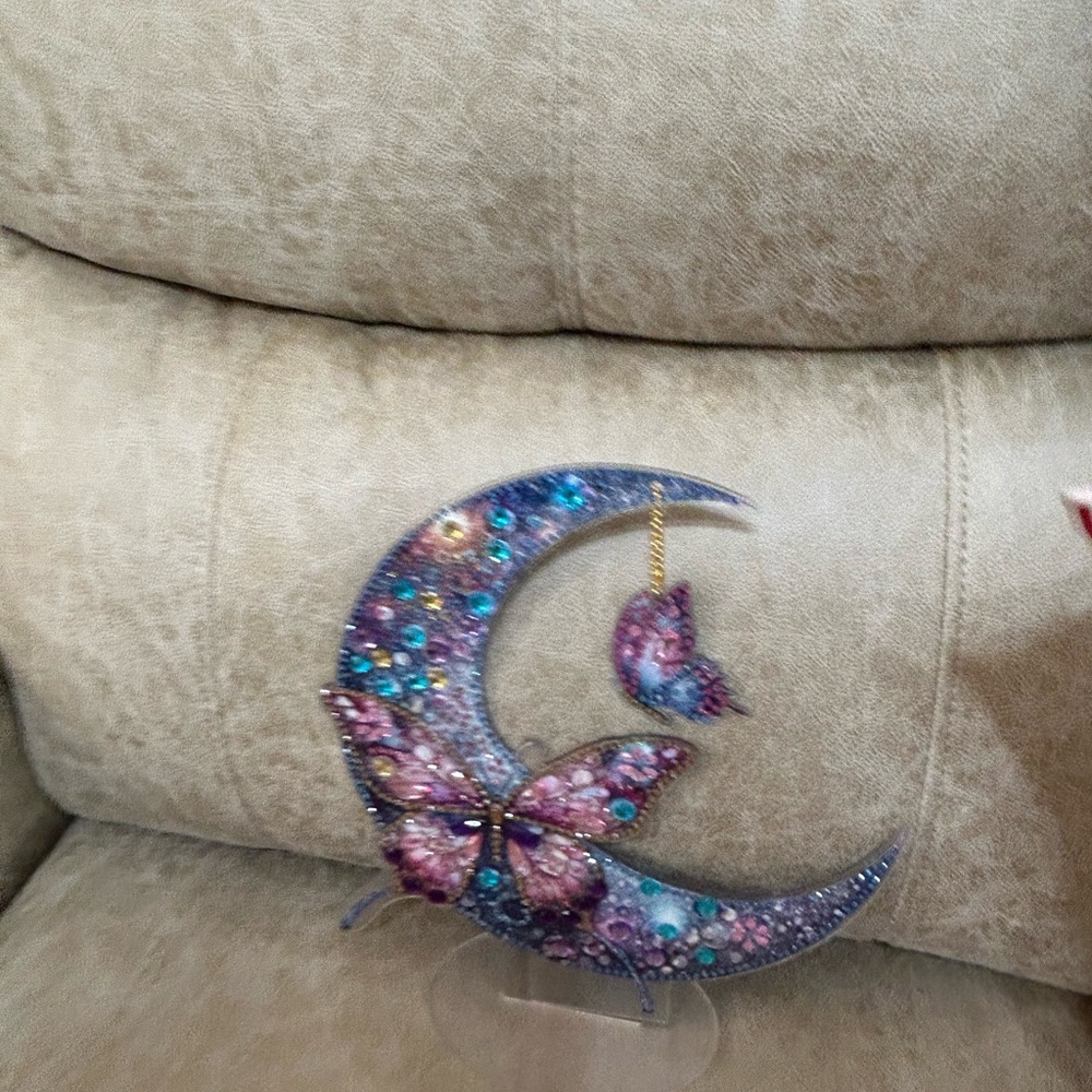 Crystal Butterfly and Moon Decor Half Moon